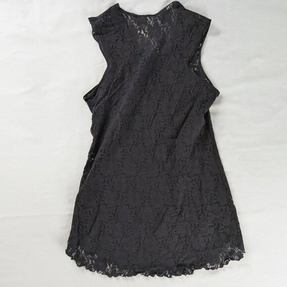 VTG Black Floral Lace Sheer V Neck Mini Slip Dress - Picture 9 of 10